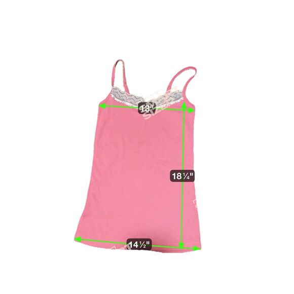 VTG Y2K Charlotte Russe Pink Cami Top Lace Trim Ribbed Coquette Feminine Size S - Picture 3 of 3